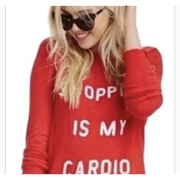 Shopping Is My Cardio Wildfox White Label Women's Size XS Sweater Alpaca Blend - Picture 5 of 5
